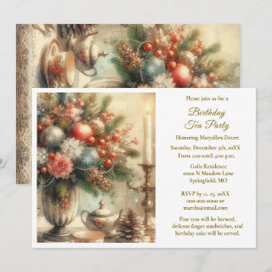 Convite Festa de Chá de Aniversário Elegante 
