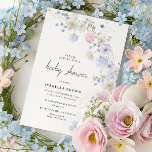 Convite Festa de Chá de Bebê com Borda Floral Suave