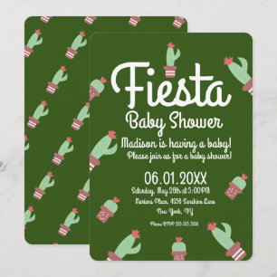 Convite Festa de Chá de Bebê de Borda de Cacto Moderna