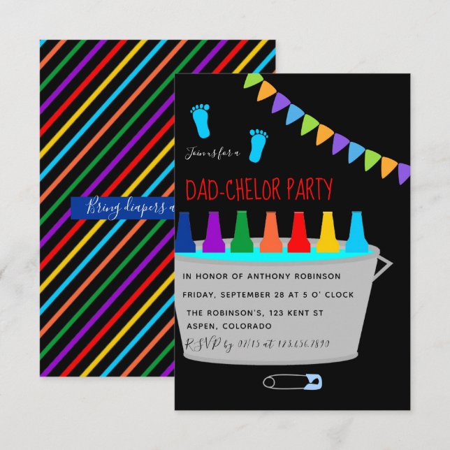 Convite Festa de Chá de Bebê e Cerveja para o Pai (Frente/Verso)