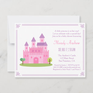 Convite Festa de Chá de Bebê Menina Castelo da Princesa Ro