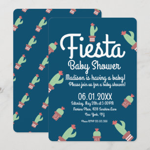 Convite Festa de Chá de Bebê Moderno com Borda de Cactus