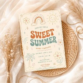 Convite Festa de chá de bebê Sweet Summer retrô Pastel