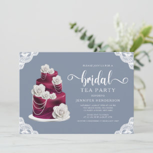 Convite Festa de chá de Chá de panela de bolinho azul Du