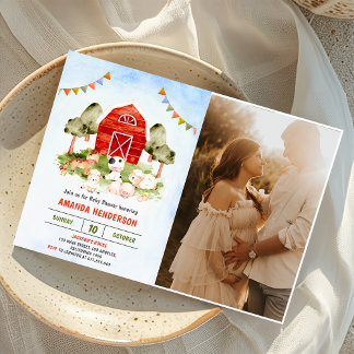 Convite Festa de Chá de fraldas de Animais de Exploração C