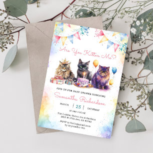 Convite Festa de Chá de fraldas de Gato Gatinho