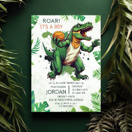 Convite Festa de Chá de fraldas do Menino Dinossauro