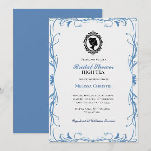 Convite festa de chá de jardim high tea, lindo pastel suav