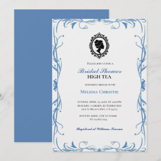 Convite festa de chá de jardim high tea, lindo pastel suav