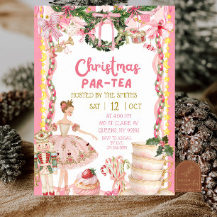 Convite Festa de Chá de Natal da Menina Rosa com Fantasia