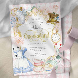 Convite Festa de chá de ódio louco por Alice's Onederland