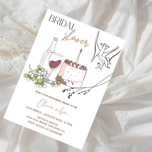 Convite Festa de Chá de panela de Arte de Linha Elegante (Criador carregado)