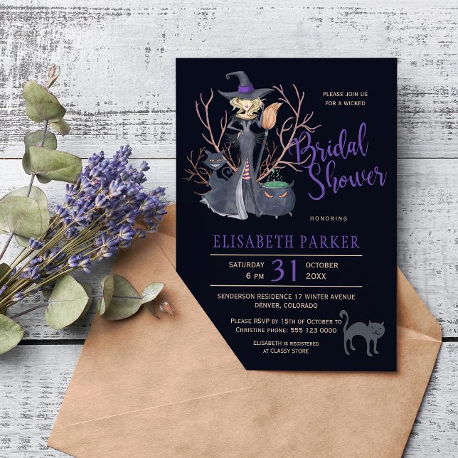 Convite Festa de chá de panela de Halloween para gatos pre (Criador carregado)