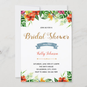 Convite Festa de chá de panela tropical de verão Aloha l