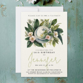 Convite Festa de Chá Elegante e Chic Aniversário Floral Aq