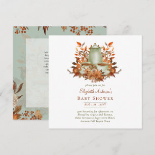 Convite Festa de Chá Floral Boho Terracotta Sage QUALQUER