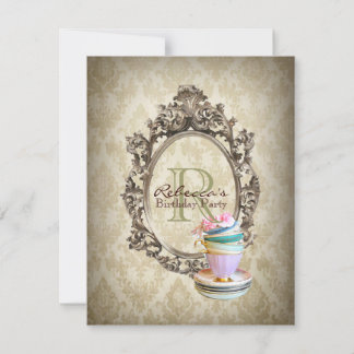 Convite festa de chá inglês do cupcake floral victoriano