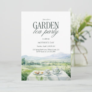 Convite Festa de Chá no Jardim Aquarela Dia das Mães Elega