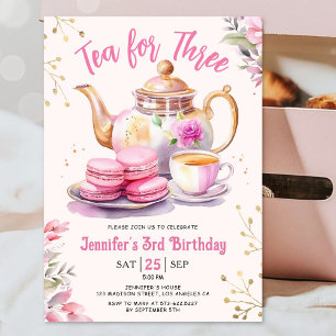 Convite Festa de Chá para Três Menina de 3 Anos Festa de C
