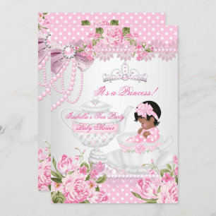 Convite Festa de chá rosa rosa rosa rosa rosa-rosa com Chá