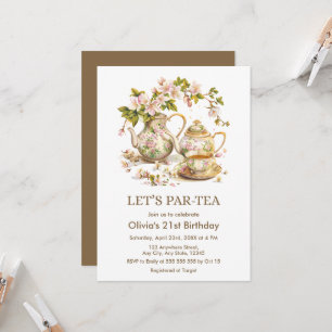 Convite Festa de Chá Vitoriana Vamos Par Tea Aniversário d