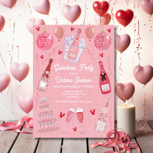 Convite Festa de Champanhe do Dia dos Namorados Galentine