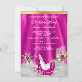 Convite Festa de Champanhe Dourada, Rosa-Rosa-Rosa-Rosa-El