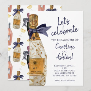 Convite Festa de Champanhe Francês em Aquarela