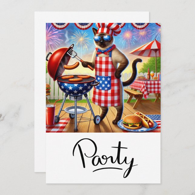Convite Festa de Churrasco CAT 4 de julho Dia da Independê (Frente/Verso)