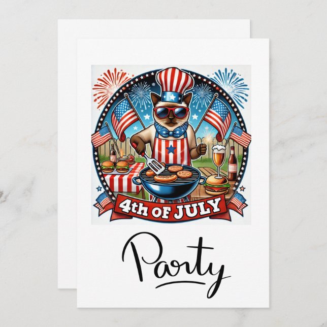 Convite Festa de Churrasco CAT 4 de julho Dia da Independê (Frente/Verso)