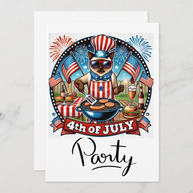 Convite Festa de Churrasco CAT 4 de julho Dia da Independê (Frente/Verso)