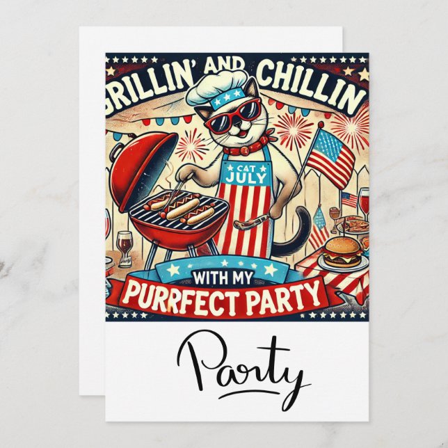 Convite Festa de Churrasco CAT 4 de julho Dia da Independê (Frente/Verso)