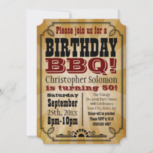 Convite Festa de CHURRASCO de Aniversário do País Vintag