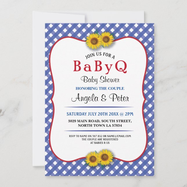 Convite Festa de CHURRASCO de BABYQ Blue Invite (Frente)