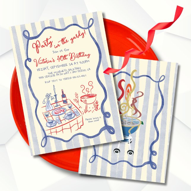 Convite Festa de churrasco de churrasco na mão de Yardy (Criador carregado)