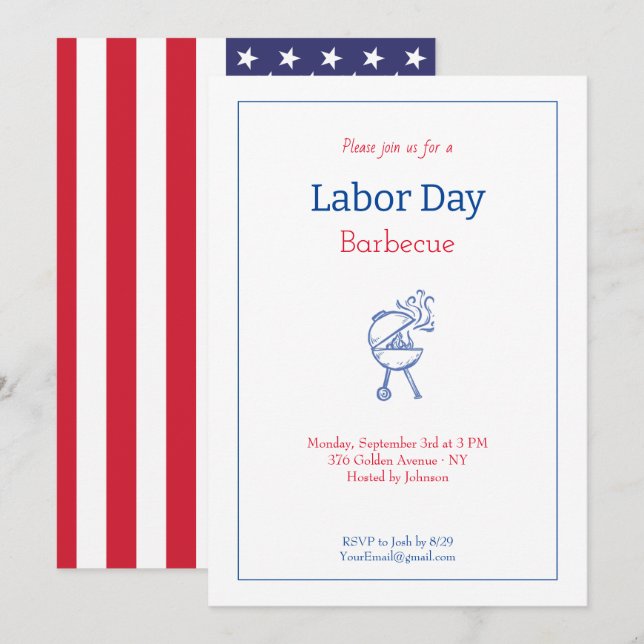 Convite Festa de Churrasco do Dia do Trabalhador Minimalis (Frente/Verso)