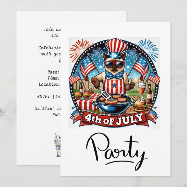 Convite Festa de Churrasco do GAT 4 de Julho Dia da Indepe (Frente/Verso)