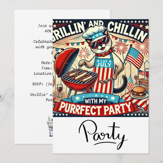 Convite Festa de Churrasco do GAT 4 de Julho Dia da Indepe (Frente/Verso)