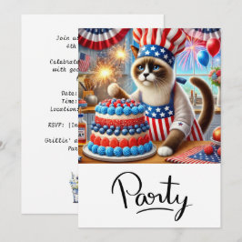 Convite Festa de Churrasco do Gato 4 de Julho Dia da Indep