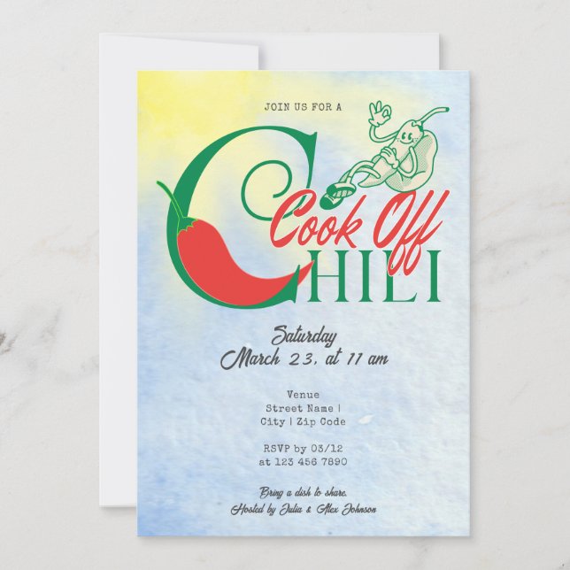 Convite Festa de Churrasco e Chilli Cook Off Friendsgiving (Frente)