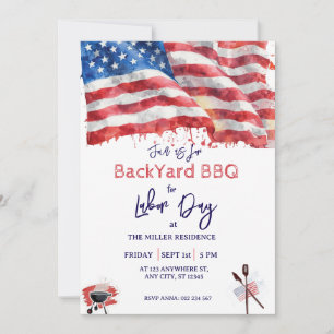 Convite Festa de churrasco Vermelho Branco Azul EUA no Dia