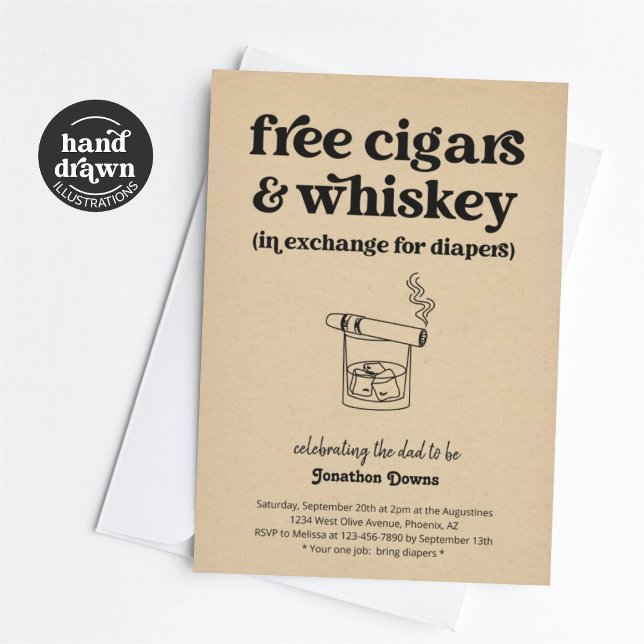 Convite Festa de Cigarros, Uísque e Fraldas Engraçada para (Criador carregado)