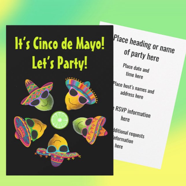 Convite Festa de Cinco de Mayo Personalizada Limão e Lima (Customize for any occasion!)
