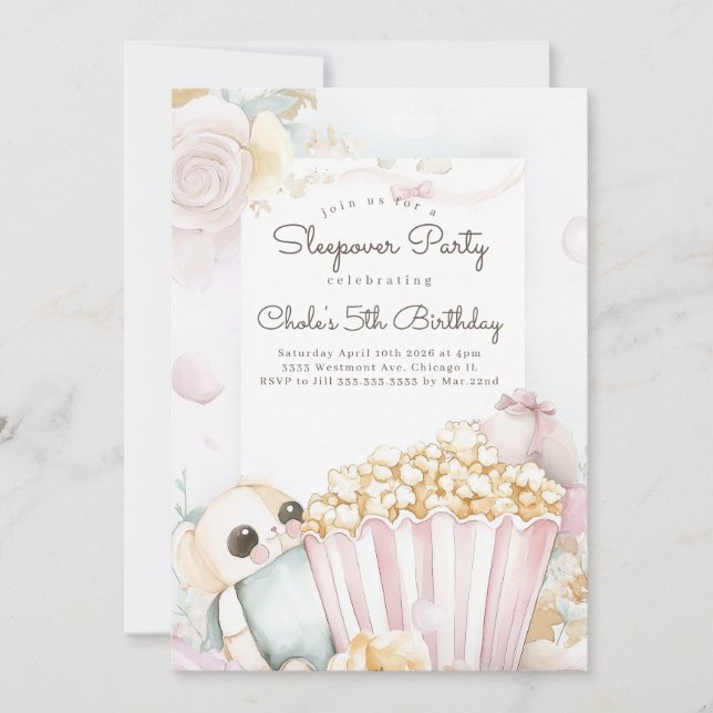 Convite Festa de cinema noturna de aniversário de um filme (Frente)