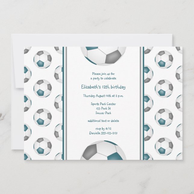 Convite Festa de cinza teal ou de futebol (Frente)