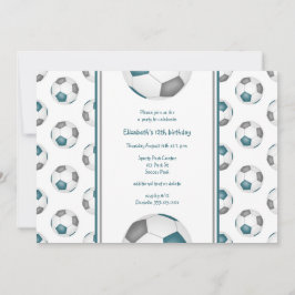 Convite Festa de cinza teal ou de futebol