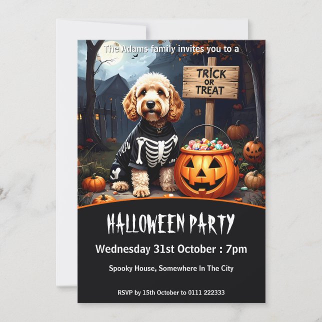 Convite Festa de Cockapoo Halloween (Frente)