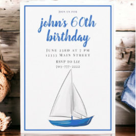 Convite Festa de Cocktail Chic Naval Azul Navio 