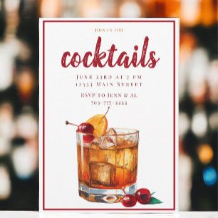 Convite Festa de Cocktail Clássico Old Fashioned
