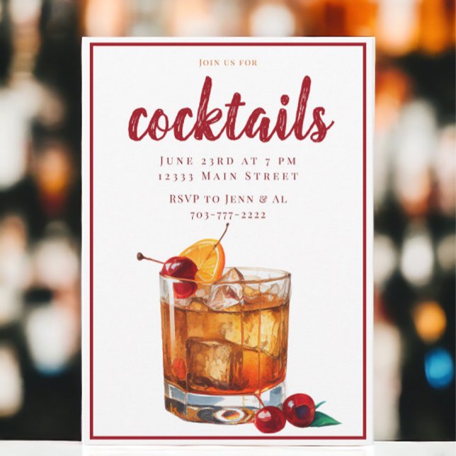 Convite Festa de Cocktail Clássico Old Fashioned (Criador carregado)
